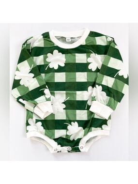 Kids‎ St. Patrick's Day Green Checkered Bubble Romper